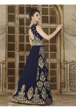 Stylee Lifestyle Navy Blue  Color Printed Gown-1554