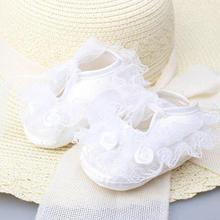 Newborn Baby Girl Soft Sole Shoes Lace Up 3D Flower Girls Crib Shoes