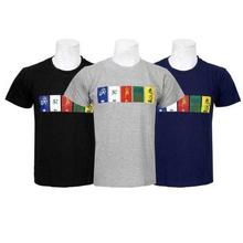 Pack Of 3 Printed 100% Cotton T-Shirt For Men-Blue/Grey/Black