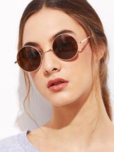 Gold Frame Brown Round Lens Sunglasses