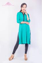 Torquize Self Work Peek n Peek Rayon Designer Kurti With Pure Leggings Set