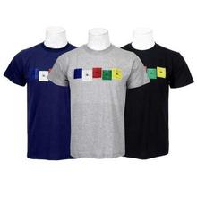 Pack Of 3 Round Neck 100% Cotton T-Shirt For Men-Blue/Grey/Black