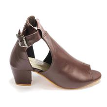 Brown Peep Toe Ankle Strap Heel Shoes For Women