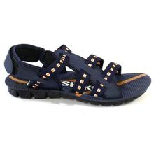 Shikhar Shoes Navy Blue/Orange Strap-On Sandals For Men - 9600