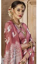 Stylee Lifestyle Rust Pink Banarasi Silk Jacquard Saree -1493