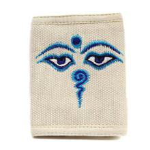 White/Blue Buddha Eye Embroidered Cotton Purse (Unisex)