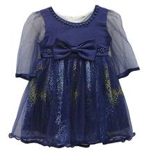 Navy Blue Shiny Frock For Girls