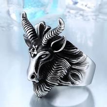 BEIER Vintage Stainless Steel Big Goat Head Ring Unique