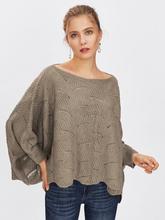 Loose Knit Scalloped Dolman Sweater