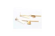 Gold/White Square Tassel Long Shell Earrings