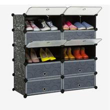 DIY 2 x 5 Cube Shoe Rack Wardrobe Box Storage Closet Organizer Cabinet with Doors