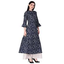 Crazora Women's Cotton Printed A-Line Kurta With Palazzo Set