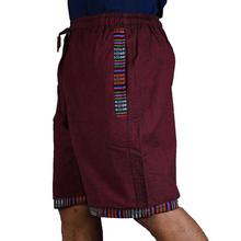 Plain Linen Maroon Half Pant for Men