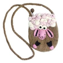 Brown/Pink Woolen Mobile Bag For Women