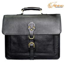 Rhino Leather Black Front Pocket Bag For Men