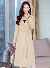 Women Full Sleeve Single Button Sour Long Coat - Cream