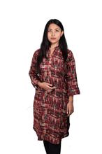 Maroon Abstract Printed Mandarin Collar Solid Kurti - (BIS2)