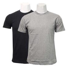 Pack Of 2 Round Neck Cotton T-Shirt- Black/Grey