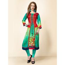 Stylee Lifestyle Green Rayon Printed Kurti - 5013