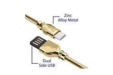 PTron Falcon Pro 2.1A USB To Type C Cable Metal Data Cable For All Type C Smartphones (Gold)
