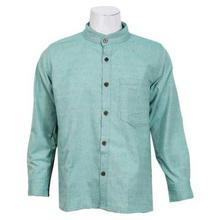 Green Cotton Full Sleeve Kurta Shirt For Men