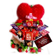 Valentines Chocolate Gift Box With Heart Cushion by Vista Collection