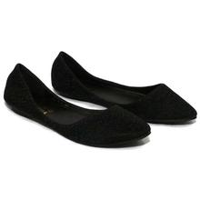 Black Glittery Pump Flats Shoes For Women