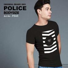 Police F545 Bodysize Round Neck Half Sleeves Cotton T-Shirt - Black