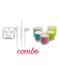 COMBO OFFER EarPods with Remote and Mic- White + SD Support Bluetooth Portable Speaker (Color Varied)