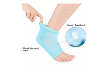 Unisex Moisturizing Heel Socks for Dry Hard Crack and Pain Relief with Open Toe Botanical Gel Pad-Blue