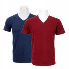 Combo Of 2 V-Neck T-Shirts - Navy/Maroon