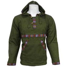 Green Hooded Bhutani Shirt For Men