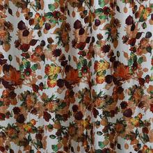 Multi Orange Floral Long Crush Patch Curtains