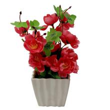 Red Plastic Artificial Flower Pot