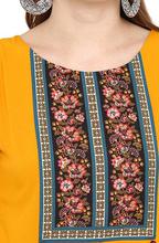 Women Floral Printed Straight Kurtis – Mustard Yellow