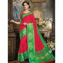 Stylee Lifestyle Red Art Silk Jacquard Saree (1905)