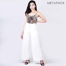 METAPHOR Black Solid Plus Sized Flare Pants with Side Zip Details For Women - MTT04B