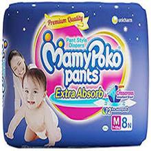 MamyPoko Pants Extra Absorb Diapers, Medium (Pack of 8)