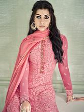 Stylee Lifestyle Pink Georgette Embroidered Dress Material (2192)