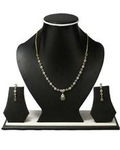 White Shiny Beaded Necklace With Earrings Set For Women