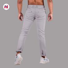 Nyptra Light Grey Stretchable Cotton Chinos For Men