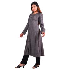 Paislei grey A-line Kurti with gold thread work for women  -AW-1920-22