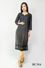 Black Chikan Lace  Embroidered Kurti with Cotton Leggings Set -BC 914