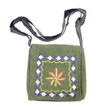 Green Leaf Embroidered Cotton Bag (Unisex)