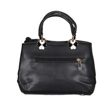 Luxury Floral Design PU Leather Black Color Shoulder and Handbag