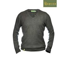 Dark Grey V-Neck Plain Sweater For Men