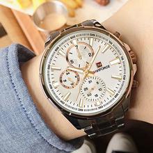 NaviForce Chronograph Golden Stainless Steel watch (NF9089)