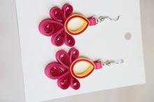 Handmade multi color paper, drop earring for women