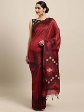 Stylee Lifestyle Maroon Ikkat Silk Jacquard Saree-2139