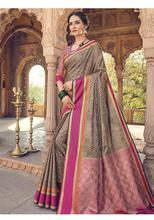 Stylee Lifestyle Brown Banarasi Silk Jacquard Saree - 2307